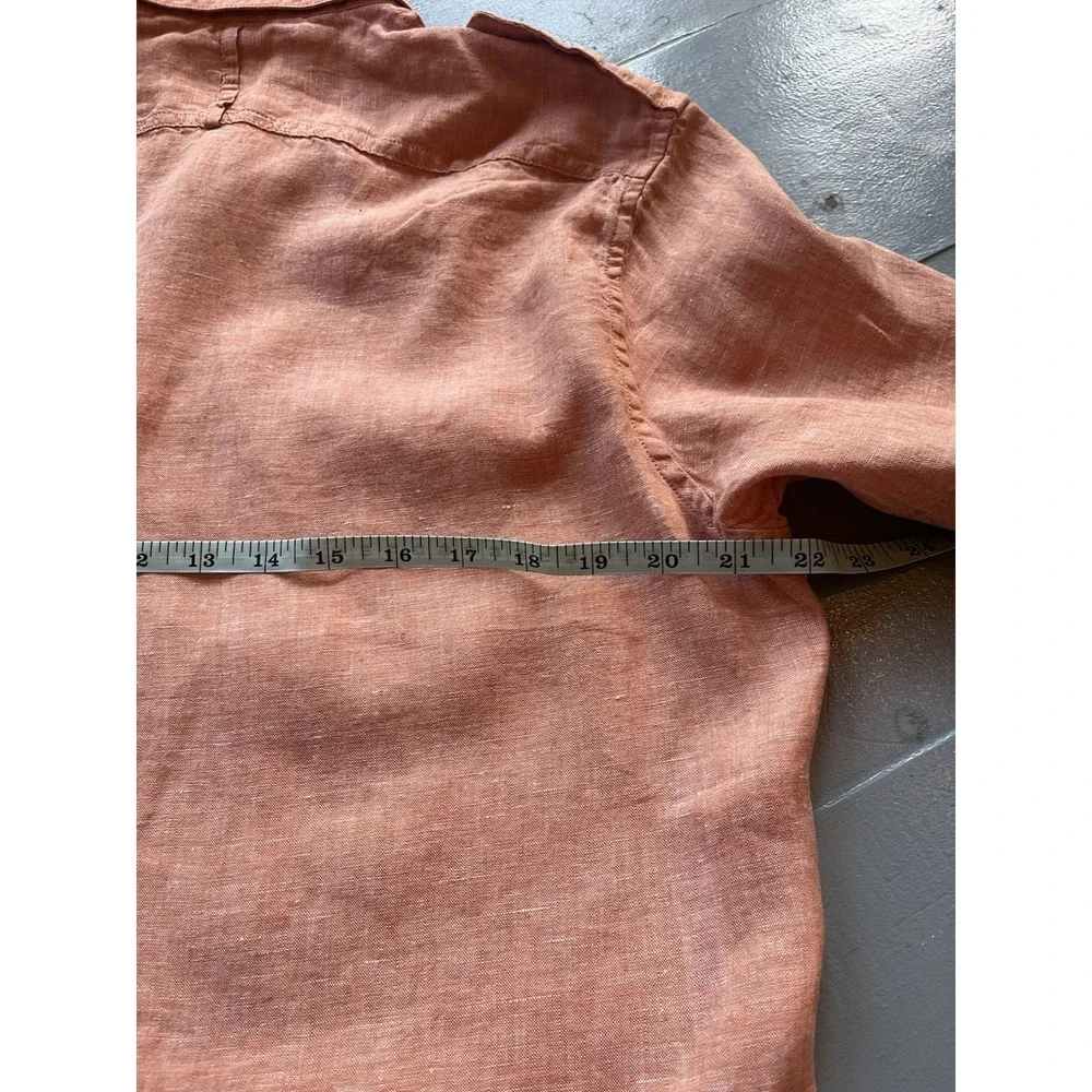 Banana Republic 100% Linen Men's Shirt Medium Salmon Pink Short Sleeve Button Up